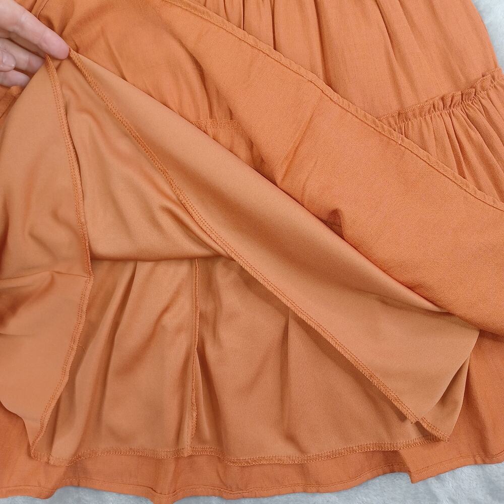 Trixie Puff Sleeve Tiered Dress L Square Neck Peasant Cottagecore Smocked Boho - Picture 8 of 13